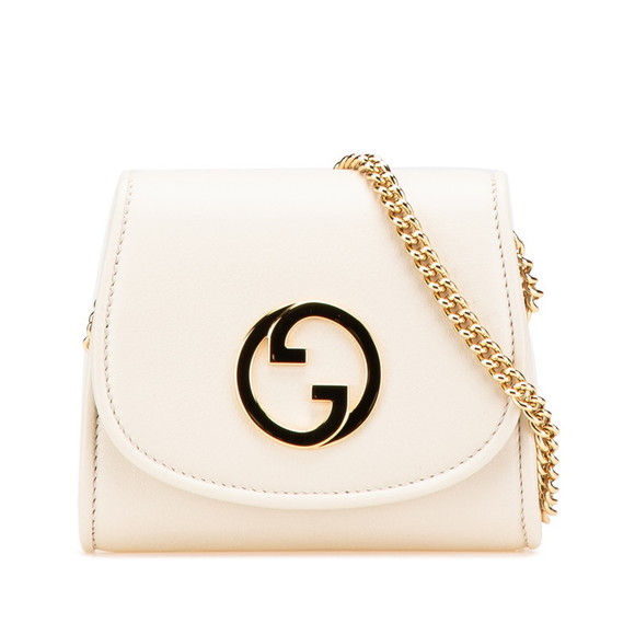 Gucci GG Leather Chain Shoulder Interlocking Wallet Blondie White Bag - Picture 1 of 8